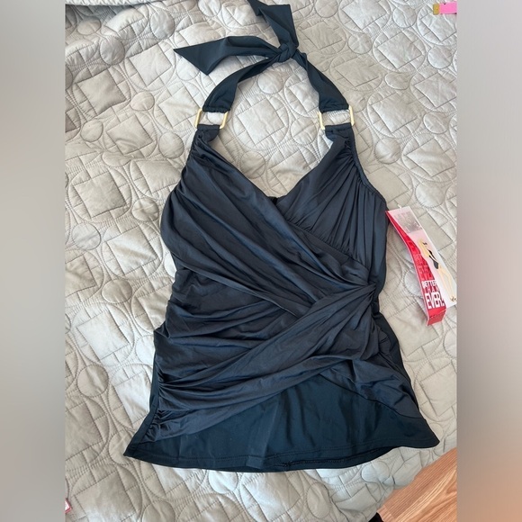 Spanx Tankini Top Draped Swimsuit Ruched Shaping Whittle Waistline NWT - Picture 2 of 16